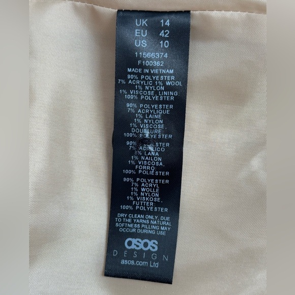 ASOS DESIGN Camel Bouclé Double-Breasted Coat (US 10) - Picture 8 of 9